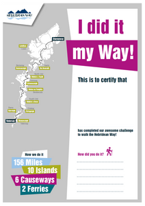 Hebridean Way Walking Route Completion Certificate