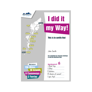 Hebridean Way Walking Route Completion Certificate