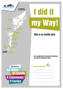 Hebridean Way Cycling Route Completion Certificate